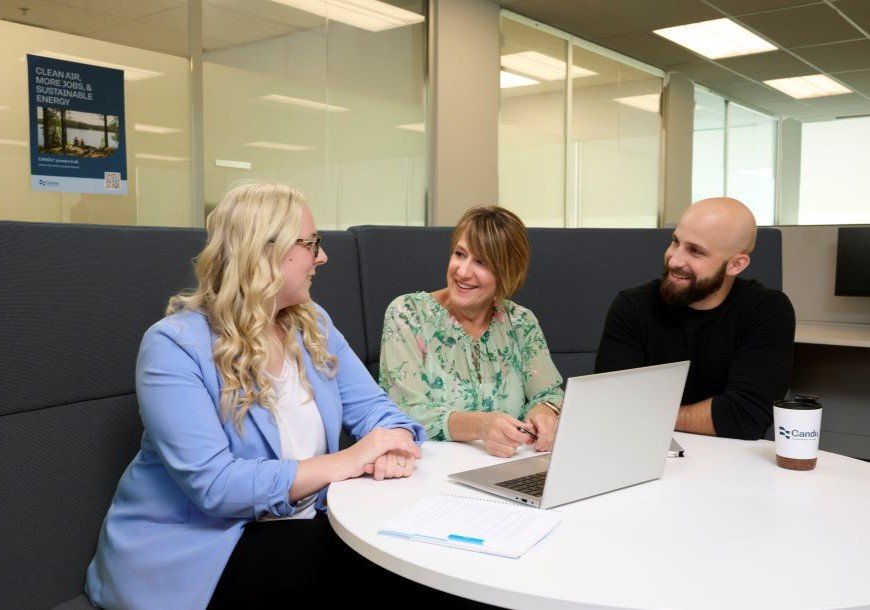 Team collaborating from an office