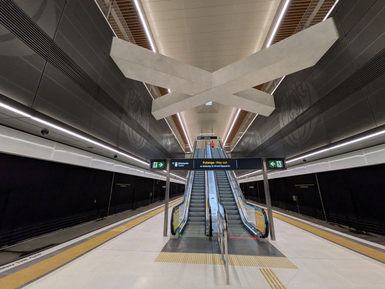 Escalators on platform