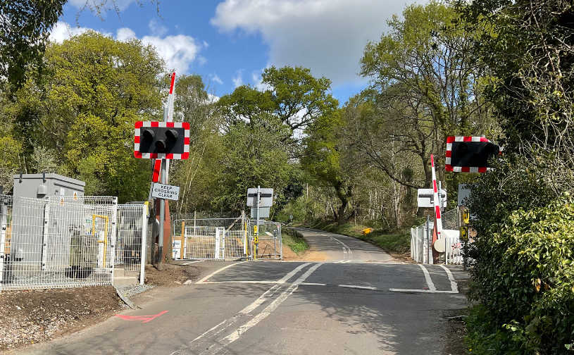 Image showing Brook level crossing with barriers raised 
