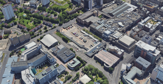 Aerial view bus station